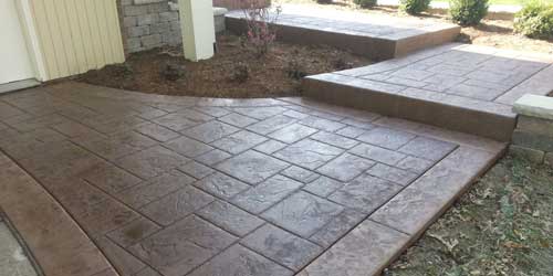 Stamped1 finished photo of stamped concrete pathway and steps